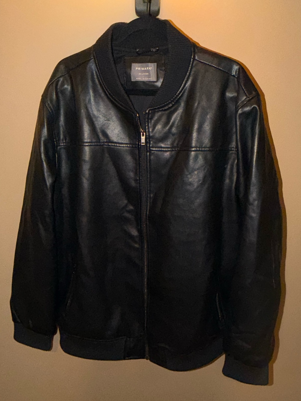 Primark Men’s Black Leather Bomber Jacket